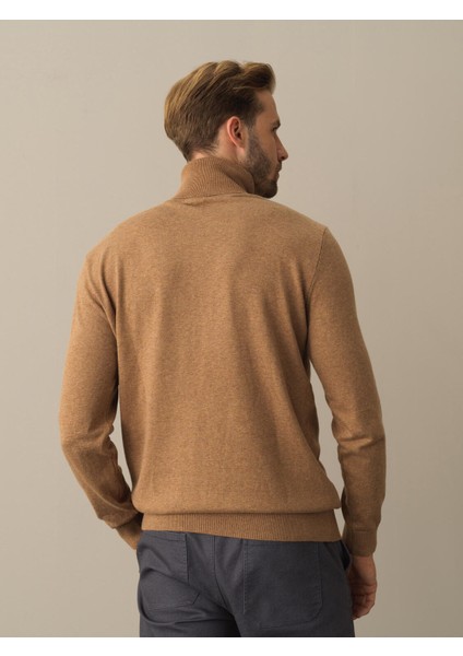 Erkek Camel Regular Fit Basic Kazak fırsatları