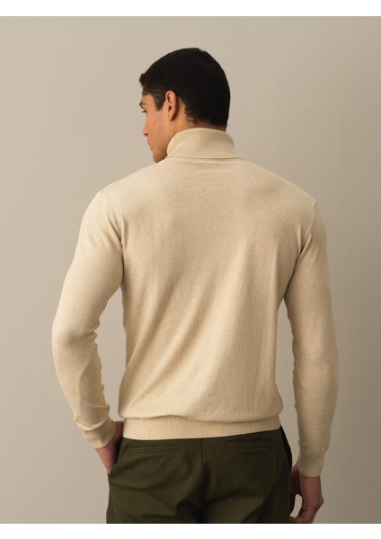 Erkek Bej Regular Fit Basic Kazak fırsatları