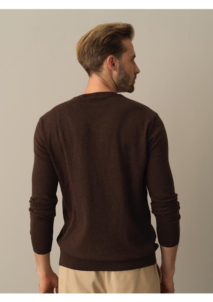 Erkek Kahverengi Regular Fit Basic Kazak fırsatları