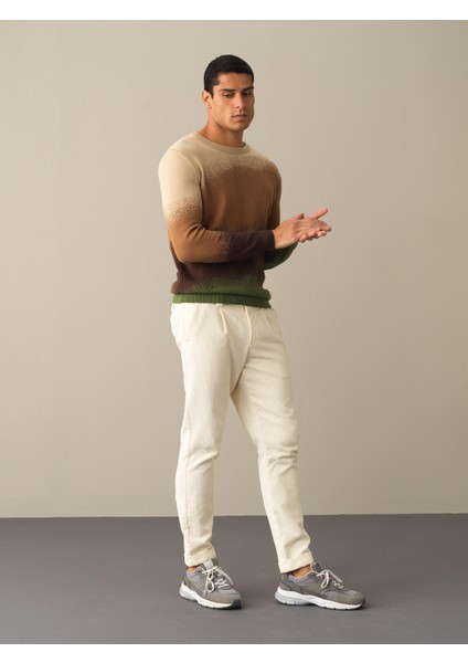 Erkek Yeşil Bisiklet Yaka Regular Fit Kazak