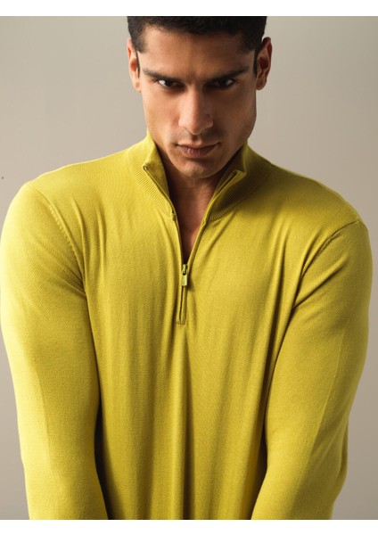 Erkek Sarı Pamuklu Regular Fit Basic Kazak fiyatları