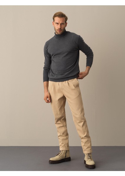 Erkek Antrasit Regular Fit Basic Kazak
