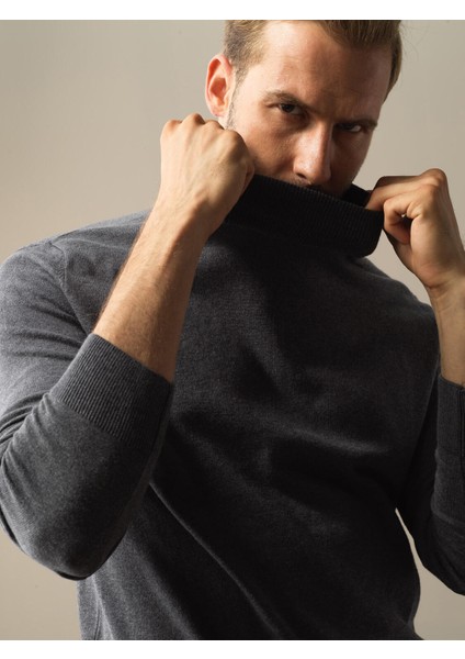 Erkek Antrasit Regular Fit Basic Kazak fiyatları