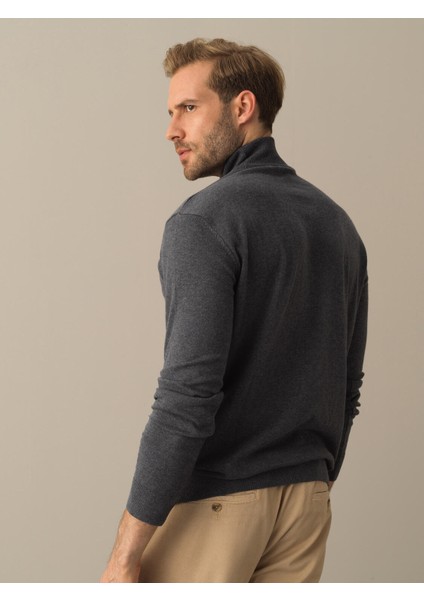 Erkek Antrasit Regular Fit Basic Kazak indirimleri