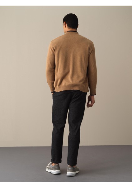 Erkek Camel Düğmeli Basic Hırka indirimleri