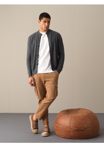 Erkek Antrasit Düğmeli Basic Hırka