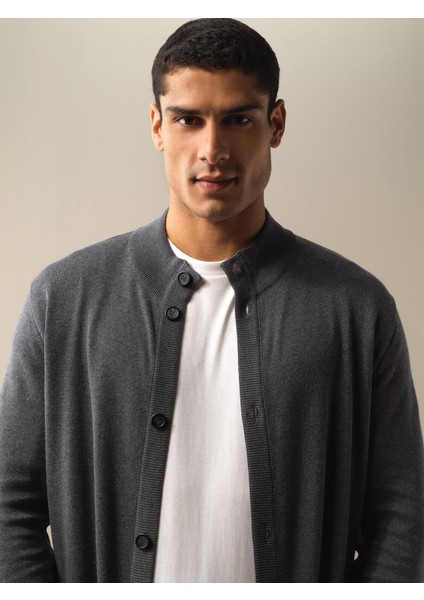 Erkek Antrasit Düğmeli Basic Hırka fiyatları
