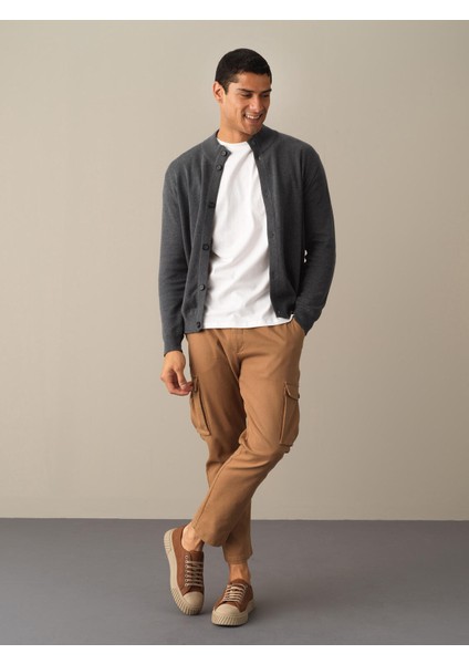 Erkek Antrasit Düğmeli Basic Hırka modelleri
