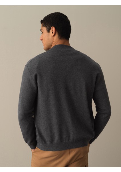 Erkek Antrasit Düğmeli Basic Hırka indirimleri