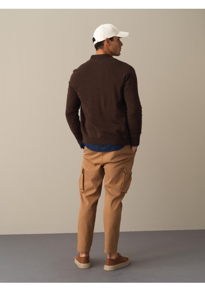 Erkek Kahverengi Düğmeli Basic Hırka indirimleri