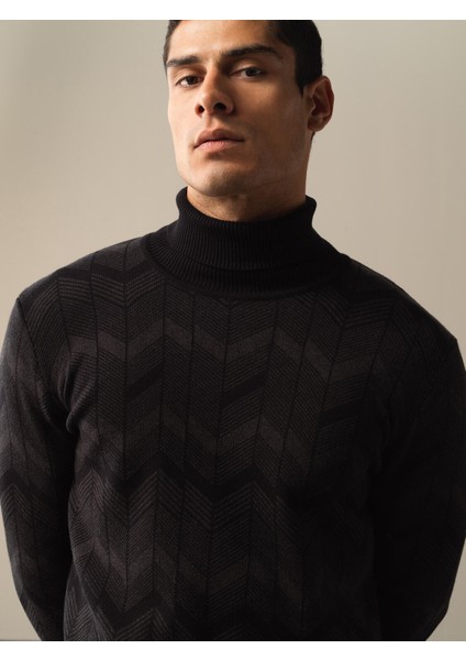 Erkek Siyah Regular Fit Kazak modelleri