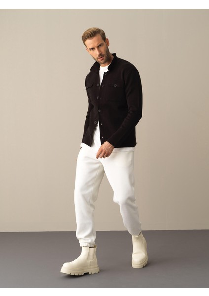 Erkek Siyah Cep Detaylı Hırka