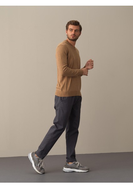 Erkek Camel Regular Fit Basic Kazak fiyatları