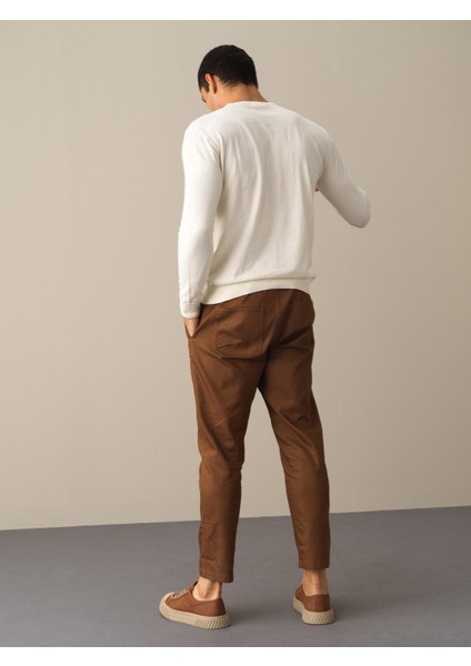 Erkek Ekru Regular Fit Basic Kazak indirimleri