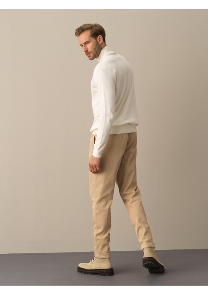 Erkek Ekru Regular Fit Basic Kazak modelleri