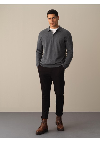 Erkek Antrasit Regular Fit Basic Kazak