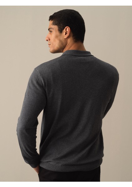 Erkek Antrasit Regular Fit Basic Kazak fırsatları