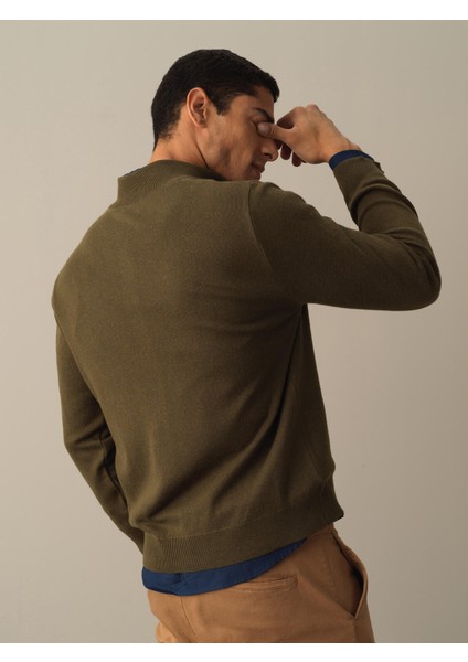 Erkek Haki Düğmeli Basic Hırka fırsatları