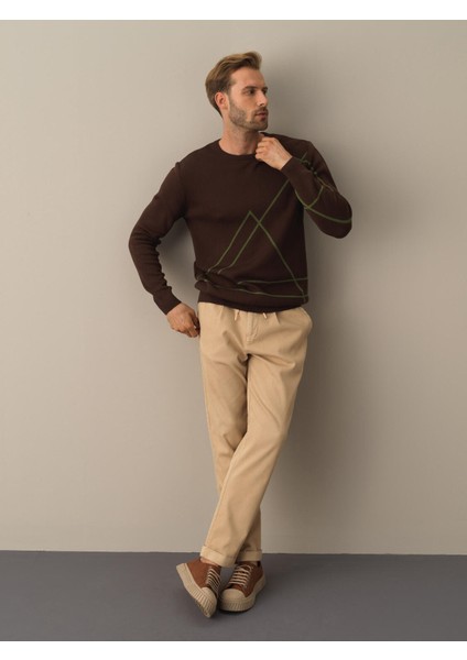 Erkek Kahverengi Regular Fit Desenli Kazak fiyatları
