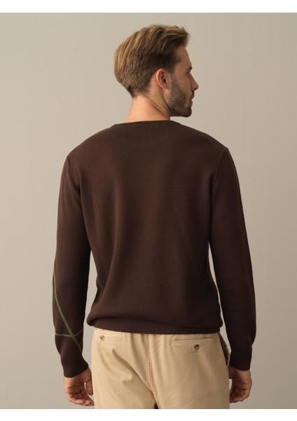 Erkek Kahverengi Regular Fit Desenli Kazak fırsatları