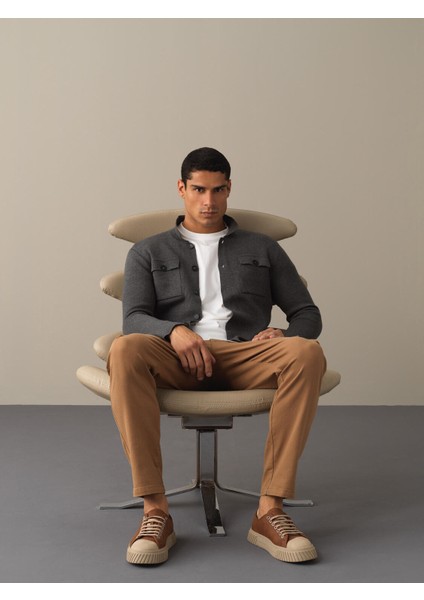 Erkek Antrasit Cep Detaylı Hırka