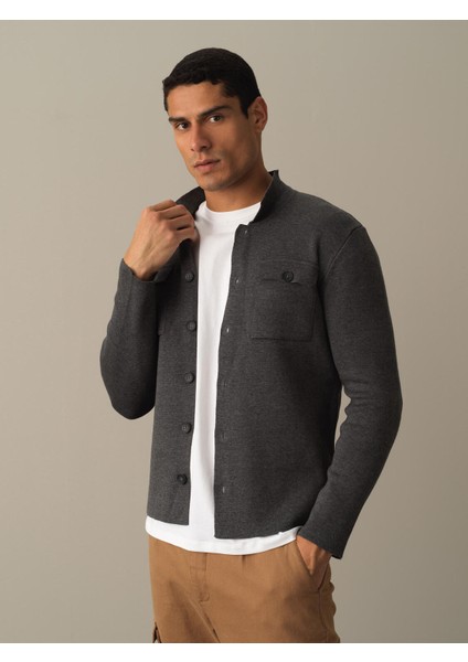 Erkek Antrasit Cep Detaylı Hırka modelleri