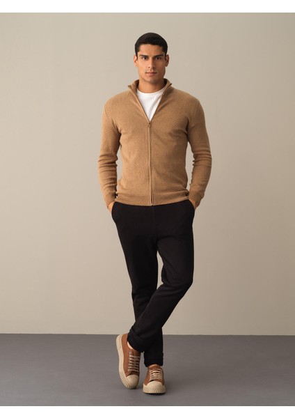 Camel Fermuarlı Basic Hırka