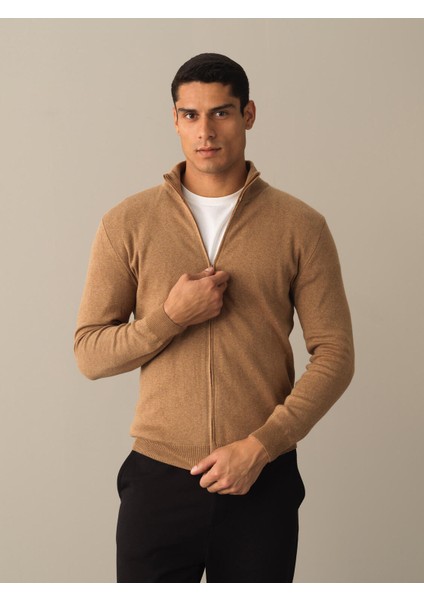 Camel Fermuarlı Basic Hırka modelleri