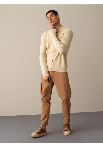 Erkek Bej Düğmeli Basic Hırka fiyatları