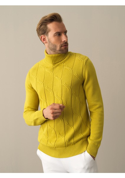 Erkek Sarı Pamuklu Regular Fit Kazak modelleri