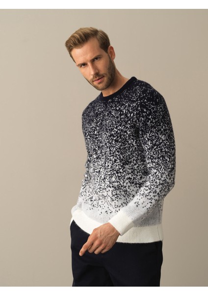 Erkek Lacivert Bisiklet Yaka Regular Fit Kazak modelleri