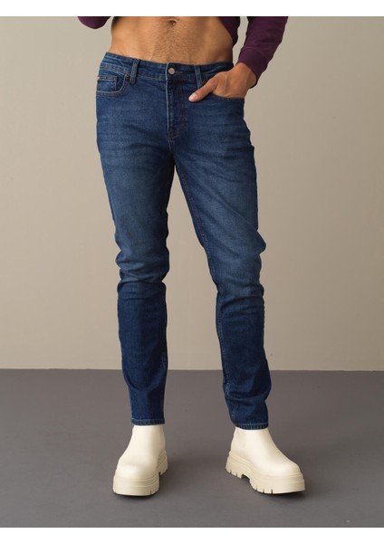 Erkek Mavi Pamuklu Slim Fit Denim Pantolon fiyatları