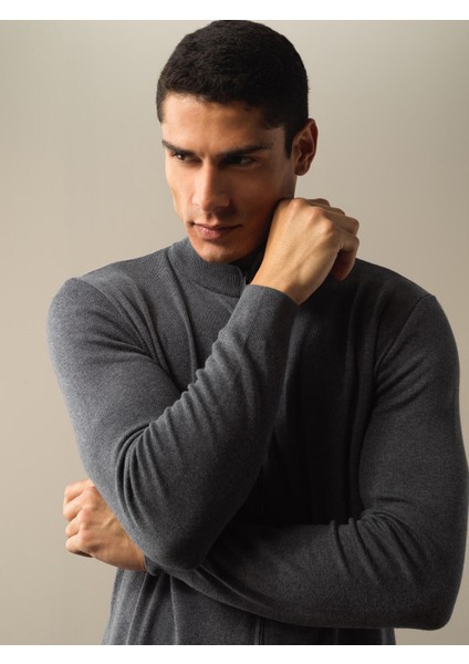 Antrasit Fermuarlı Basic Hırka modelleri