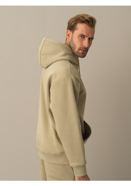 Kapüşonlu Pamuklu Oversize Basic Sweatshirt