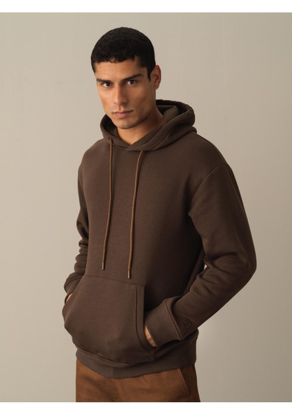 Erkek Kahverengi Oversize Basic Sweatshirt fiyatları