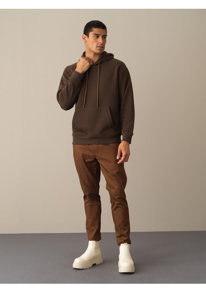 Erkek Kahverengi Oversize Basic Sweatshirt modelleri