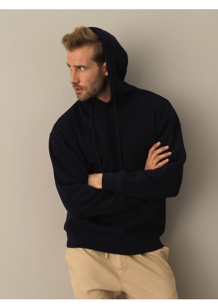 Erkek Lacivert Oversize Basic Sweatshirt modelleri