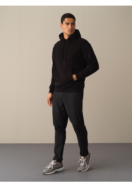Erkek Siyah Oversize Basic Sweatshirt modelleri