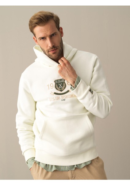 Erkek Ekru Regular Fit Sweatshirt