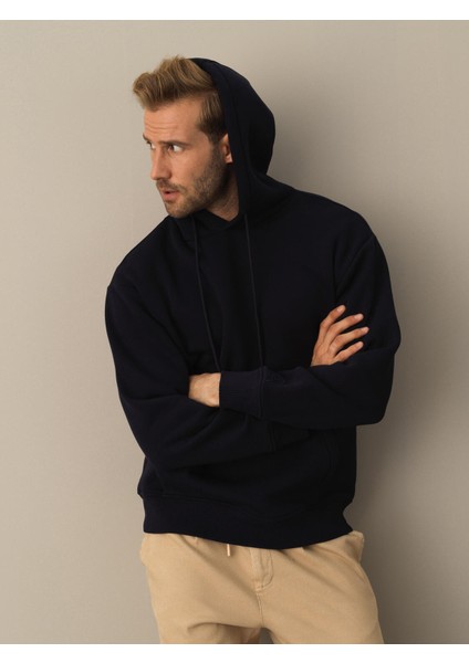 Kapüşonlu Pamuklu Oversize Basic Sweatshirt