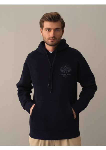 Erkek Lacivert Oversize Baskılı Sweatshirt fiyatları