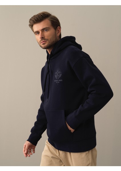 Erkek Lacivert Oversize Baskılı Sweatshirt modelleri