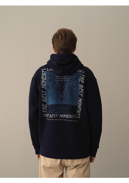 Erkek Lacivert Oversize Baskılı Sweatshirt indirimleri