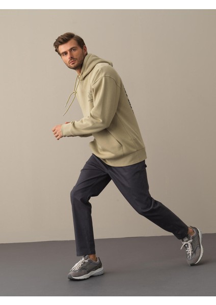 Erkek Yeşil Oversize Baskılı Sweatshirt