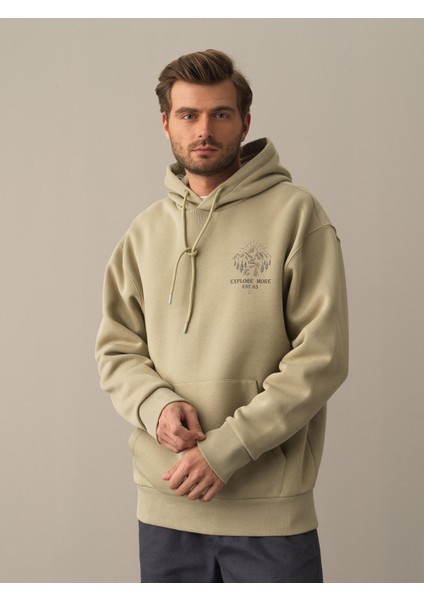 Erkek Yeşil Oversize Baskılı Sweatshirt fiyatları