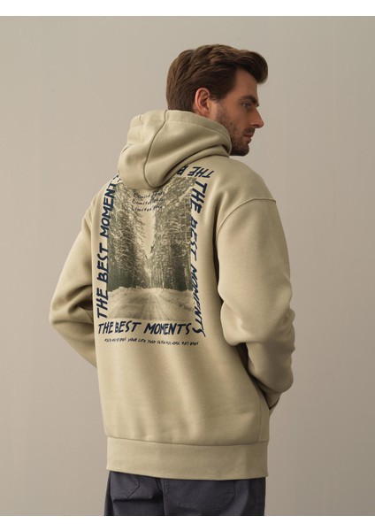 Erkek Yeşil Oversize Baskılı Sweatshirt indirimleri