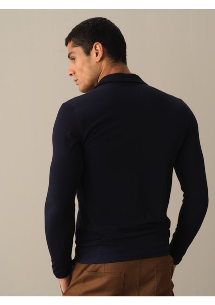 Erkek Lacivert Slim Fit Modal Basic Tişört indirimleri