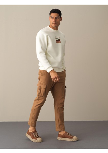 Erkek Ekru Oversize Baskılı Sweatshirt fiyatları