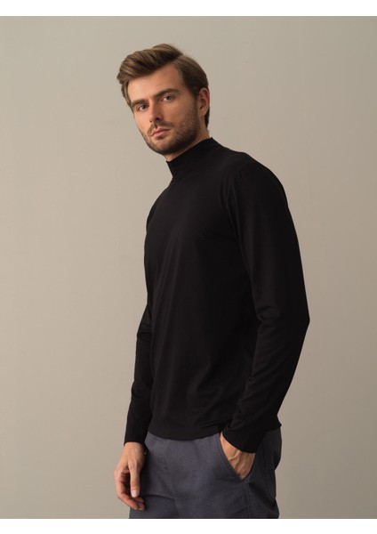 Erkek Siyah Slim Fit Modal Basic Tişört modelleri