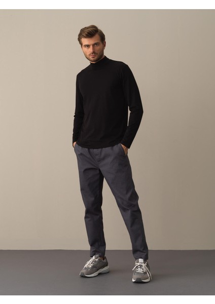 Erkek Siyah Slim Fit Modal Basic Tişört fırsatları